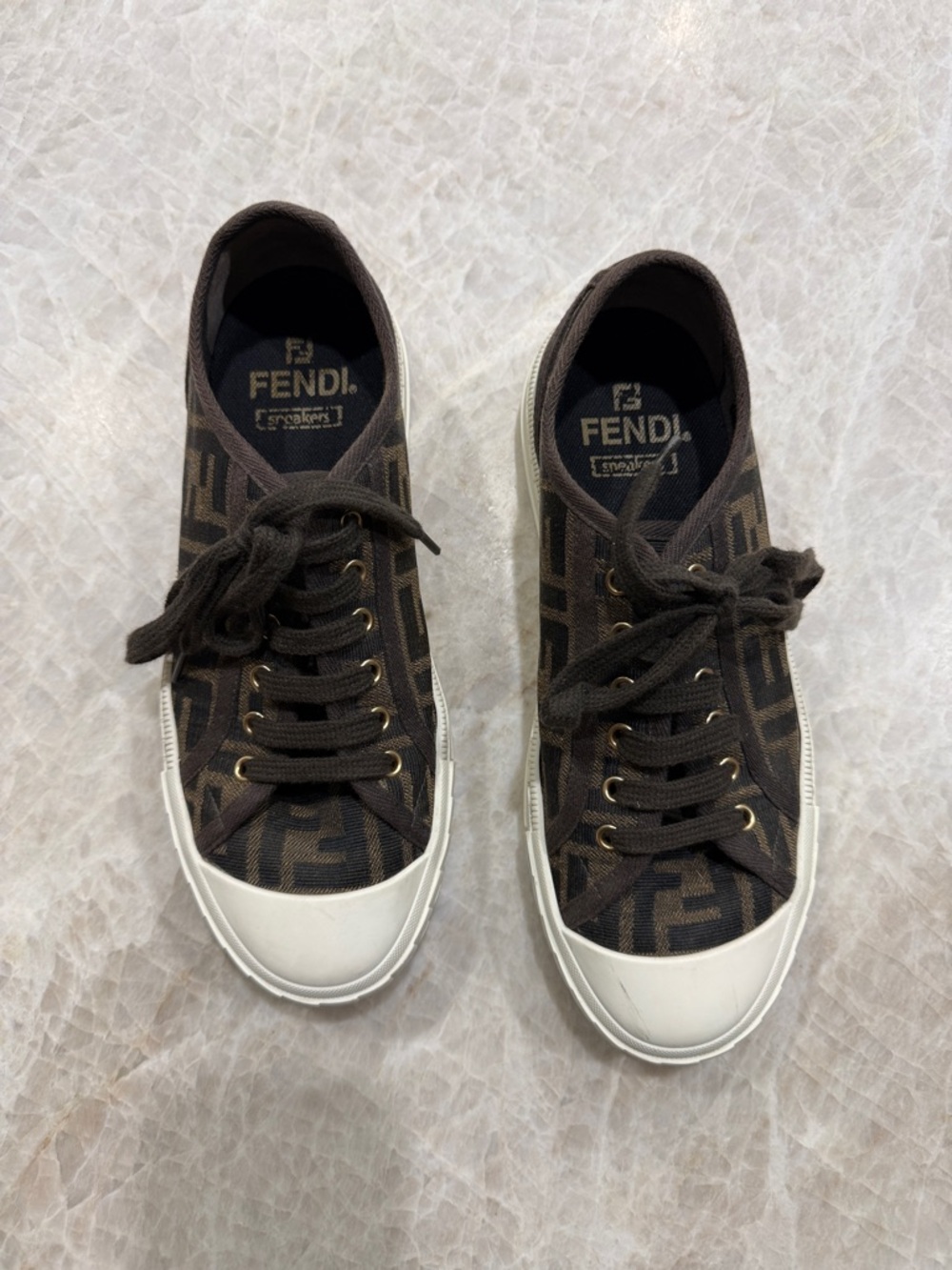 Fendi Brown and Black Patterned Sneakers